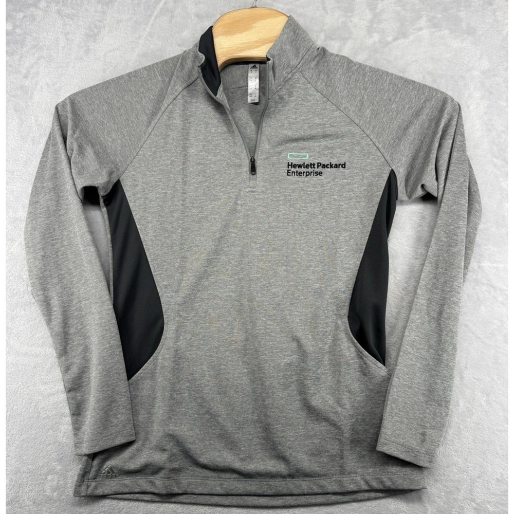 Adidas 1/4 Zip Golf Hewlett Packard Enterprise HP Gray LS Shirt Women's M NWT‎
